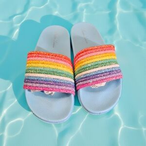 Customer Return Size 10 Lauren Lorraine Rainbow Glitter Slide Sandals